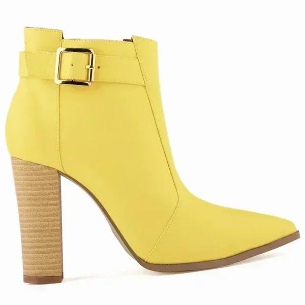 Women Ankle Boots Winter Autumn Fashion Pointed Toe 11cm Thick High Heels Lady Shoes Heeled Sexy Nightclub Red Short Boots