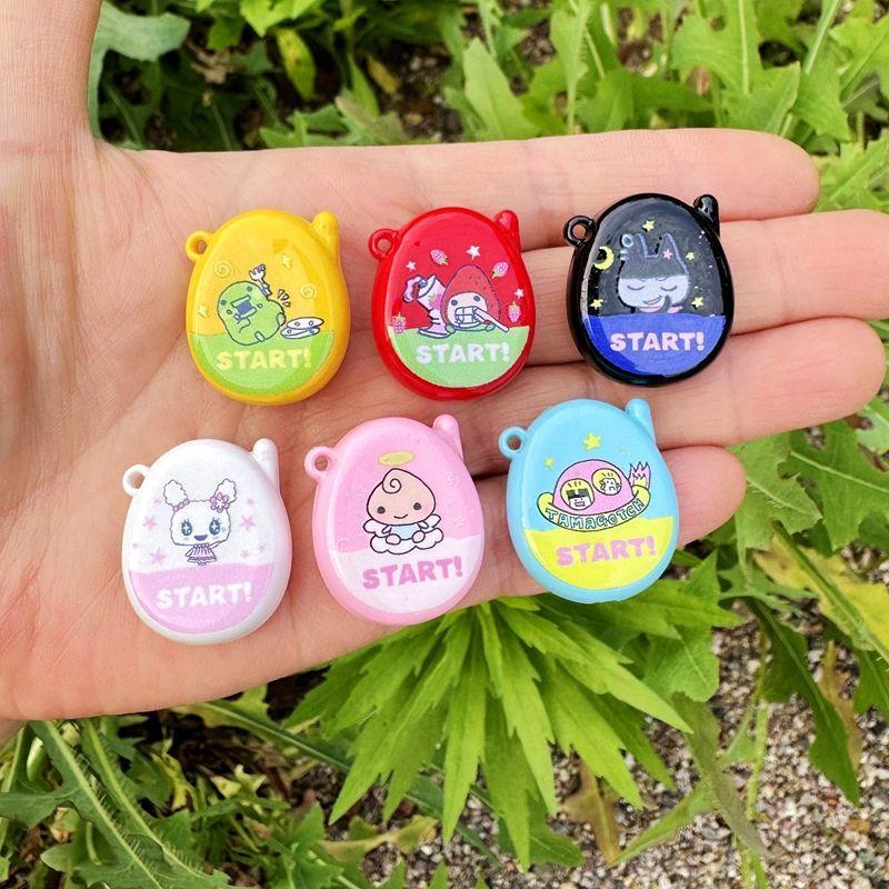 1-6Pcs Tamagotchi Bead Accessories Acrylic Cartoon Small Arcade Machine Bead Diy Keychain Jewelry Material Fun Decoration