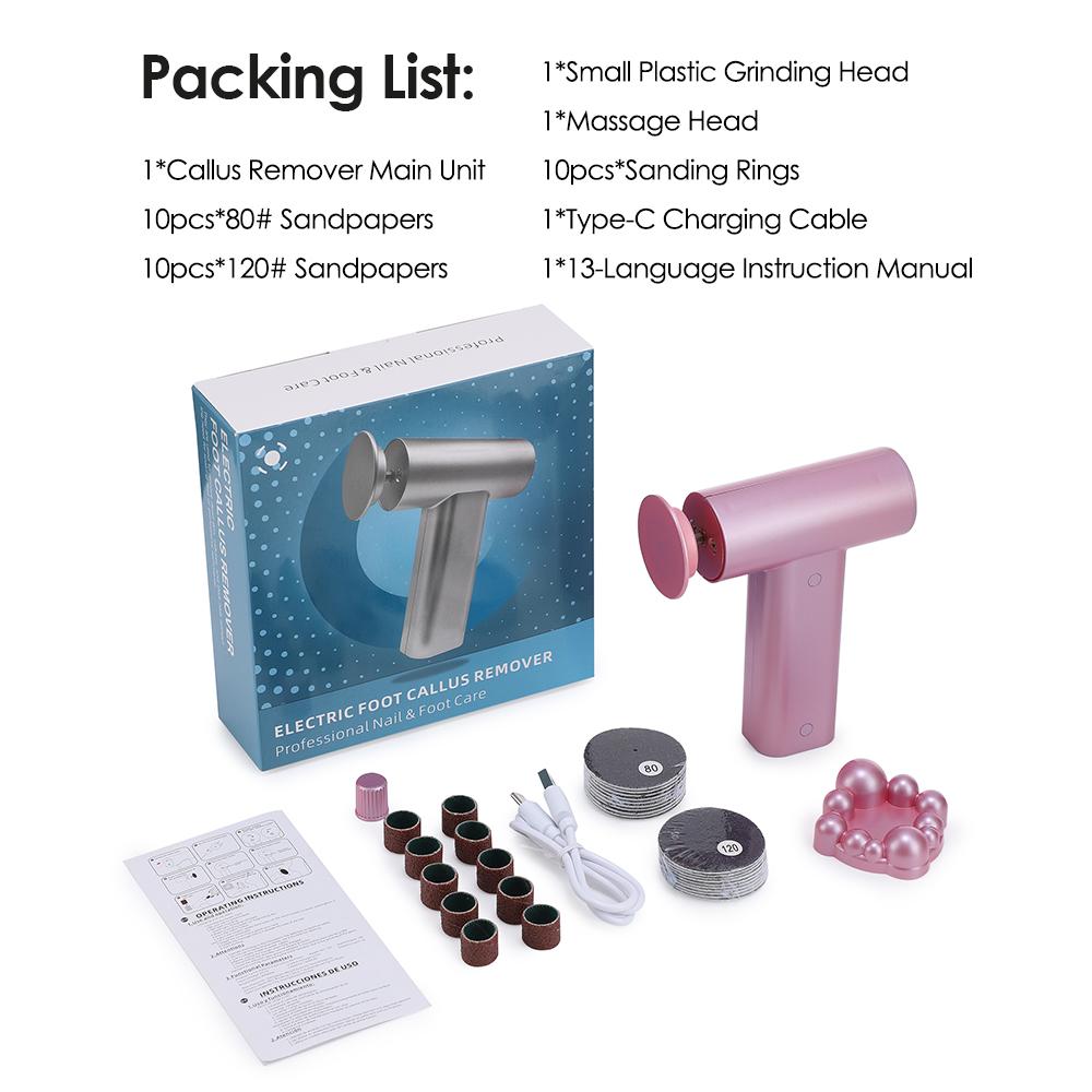 

Foot Callus Remover Rechargeable 3 in 1 Electric Foot File Nail Grinder Pedicure Tools with 20pcs Sandpapers Dead Skin Removal