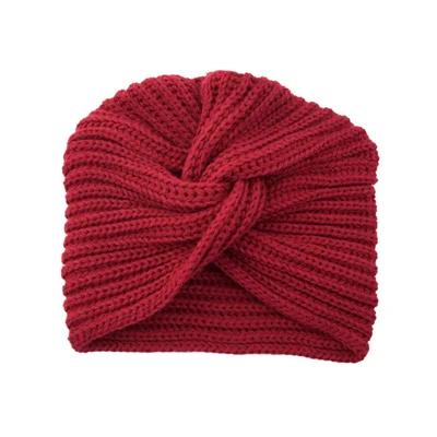 Winter Warm Wool Bohemia Cashmere Knitted Turban Hat Women Skullies Beanies