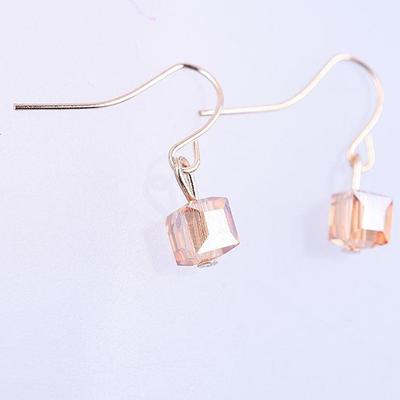 1 Pair Simple Geometric Cubic Crystal Earrings Women Square Hook Drop Earrings