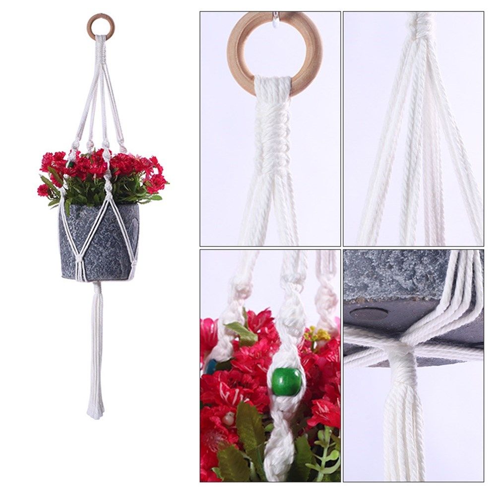 

Decors Knotted Macrame Planter Basket Rope Garden Plant Hanger Hanging Basket Flower Pot Holder 09