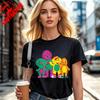 Kawaii Cartoon Animation Dinosaur Barney  Friends Print Unisexs Womens Cotton Tshirt Fashion Trend Street Casual Summer Tops