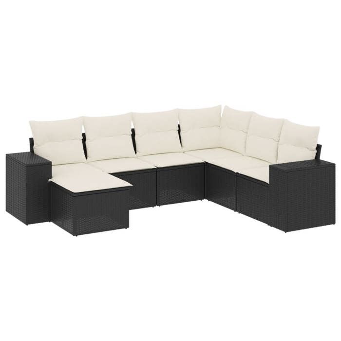 VidaXL Garden Lounge Set with Cushions 7 Pcs, Patio Sofas, Patio Furniture Set, Outdoor Furniture, Black 3222895