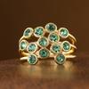 Luxury Multi-row Set Synthetic Green Gemstone Ring Copper Material Women Jewelry Ring For Banquet And Daily