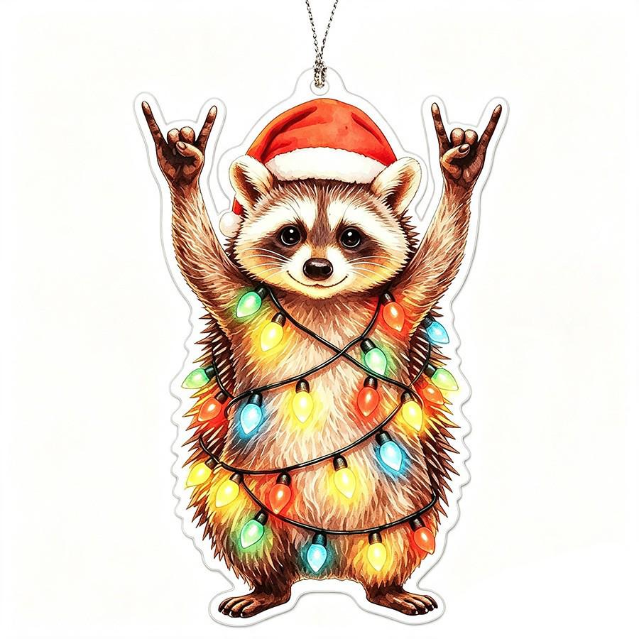 Acrylic Cat & Sloth Flat Christmas Tree Ornament Decorations