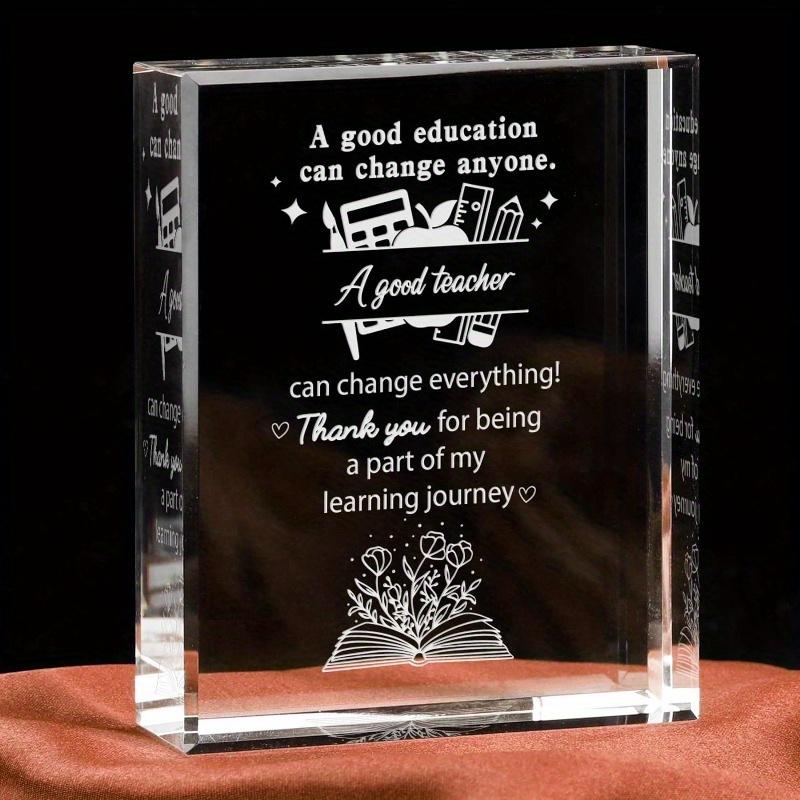 

Teacher Crystal Plaque - Elegant Thank You Gift for Educators чистый