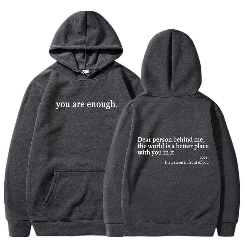 Dear, the world behind me has become more beautiful because of you. Retro print loose-fitting women's hooded sweatshirt, casual and fashionable.