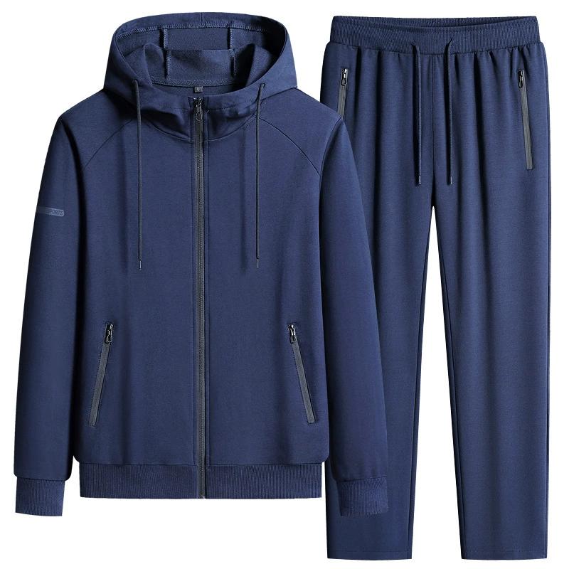 Spring and Autumn Hooded Jacket Men's Loose Casual Sports Suit, Middle-aged and Young Loose Casual Hoodie Set