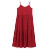 French retro suspender dress women's summer red floral gentle temperament waist medium and long seaside vacation dress