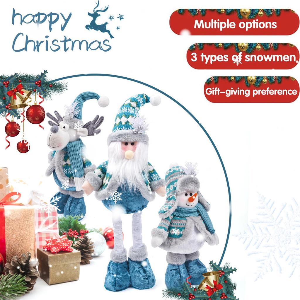 Retractable Blue Santa Claus, Snowman & Elk Christmas Ornaments