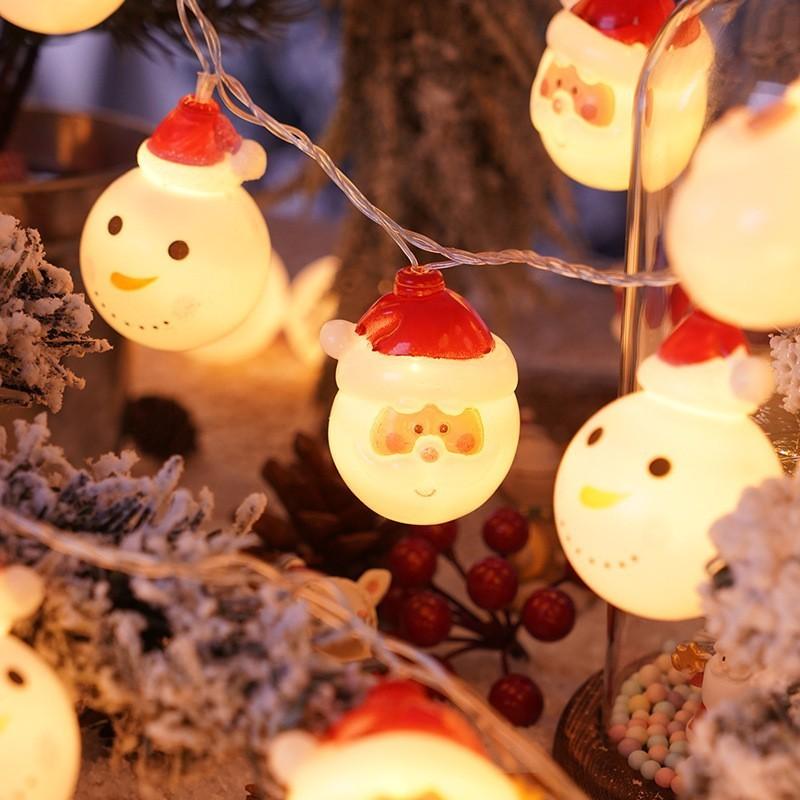 Colorful Led String Lights For Christmas Featuring Santa Snowman And Reindeer Designs