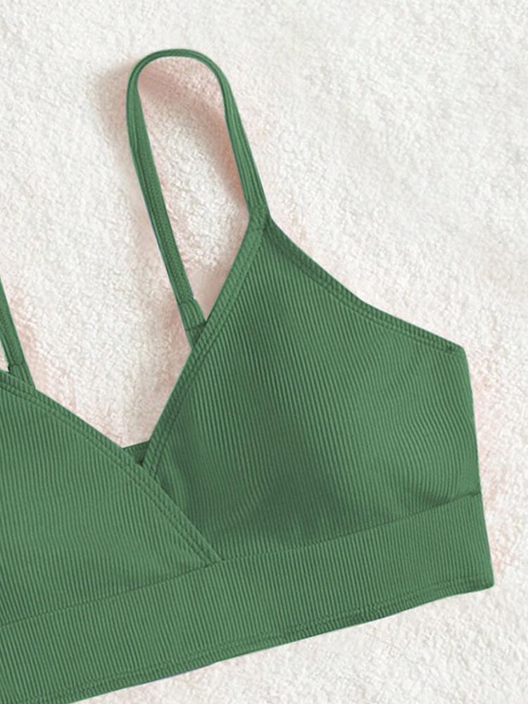 2024 European & American Girls' Solid Color Two-Piece Bikini Swimsuit