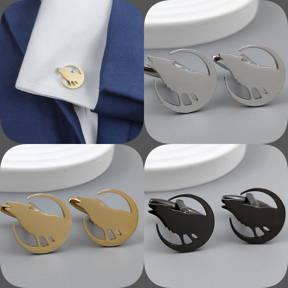 Moon Wolf Howl Gold-plated Badge, Women's Anti-exposure Buttons, Suit Lapel Pin, Collar Brooch, Formal Accessories