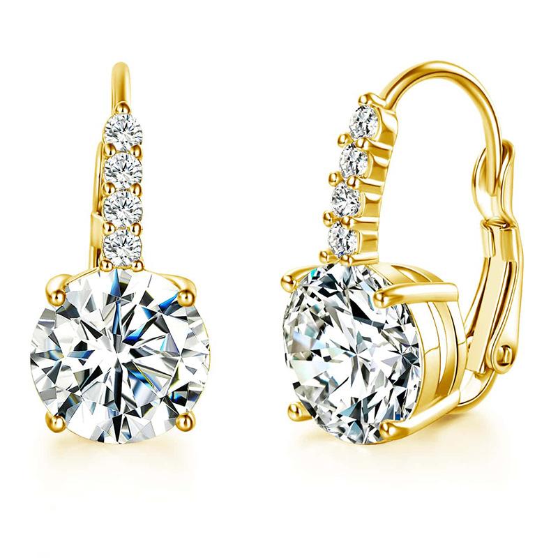 

European and American fashion zircon earrings jewelry niche design sense gold diamond four claw ear buckle hot-selling earrings
