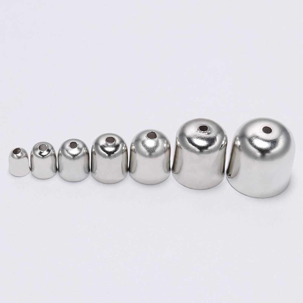 50-100pcs/lot Crimp End Caps Leather Cords End Tip Beads Caps Fit 4 -12mm Clasps For DIY Jewelry Making Findings Supplies