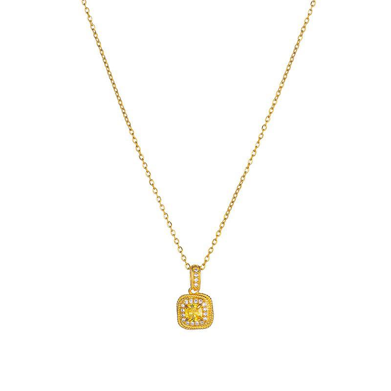 Japanese Korean Minimalist Sugar Cube Pendant Necklace - Women's High-End Fashion Clavicle Chain, Little Red Book Style