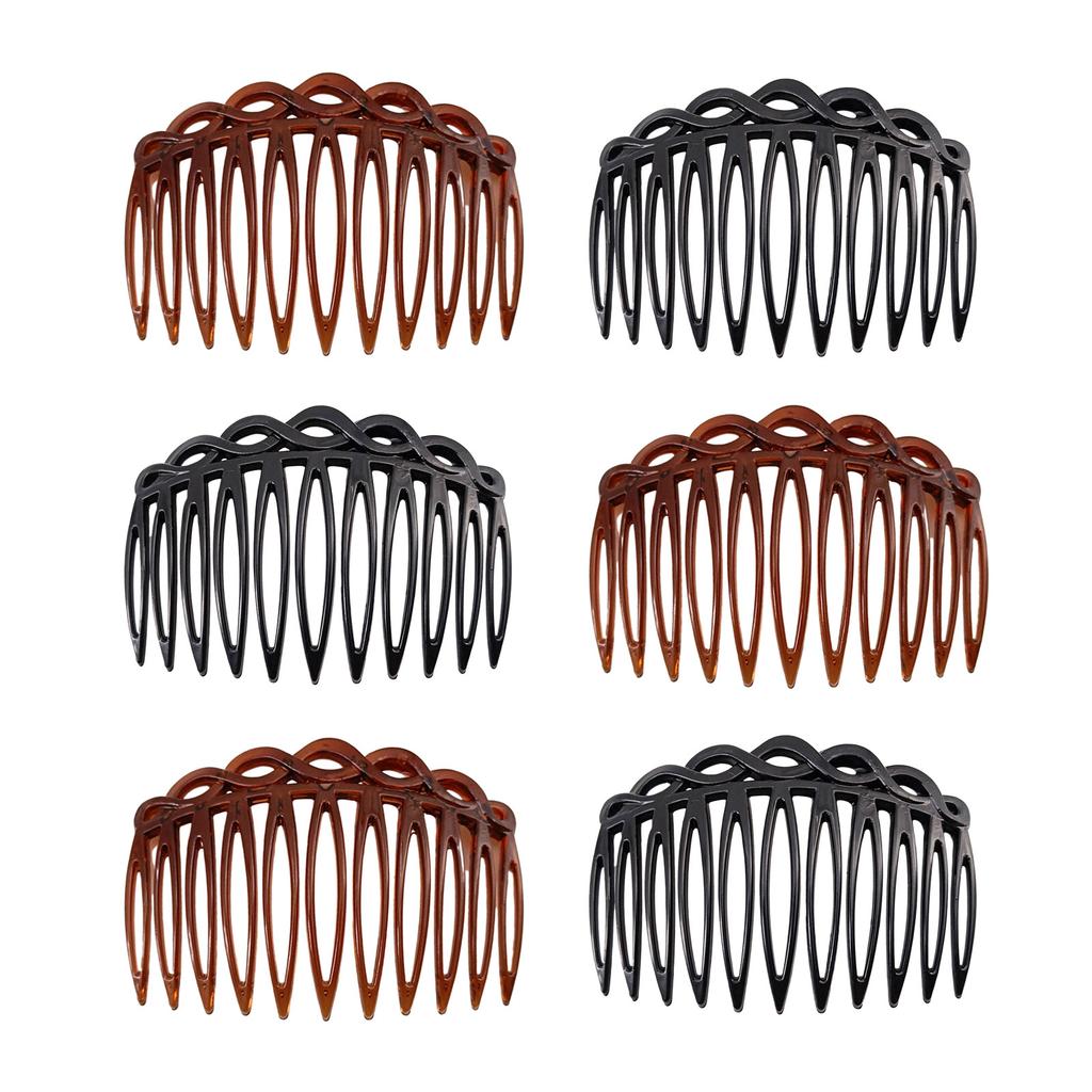 Elegant Hair Combs 6 Piece Plastic Resin Side Parting Hairpins Fashion Headdress For Daily or Formal Event