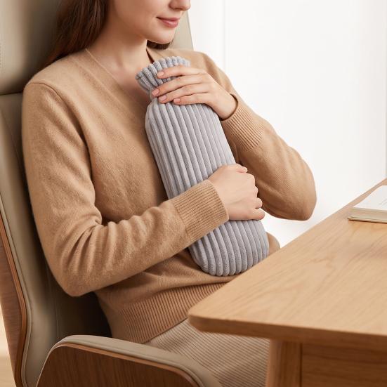 Long Hot Water Bottle 500/1000ML with Plush Cover, Leak-Proof Drurable Bag, Menstrual Cramp Pain Relief Warmer Bag Compress