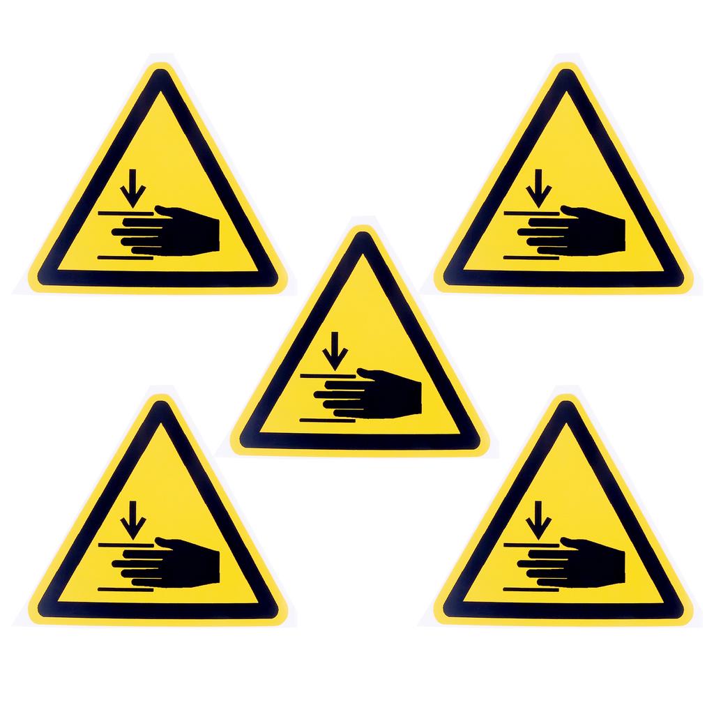 5pcs Triangle Warning Sign Sticker 2.5/5cm Alarm Logo Label Beware Hurting Heating Corrosion Poison Laser Bumping Self-Adhesive
