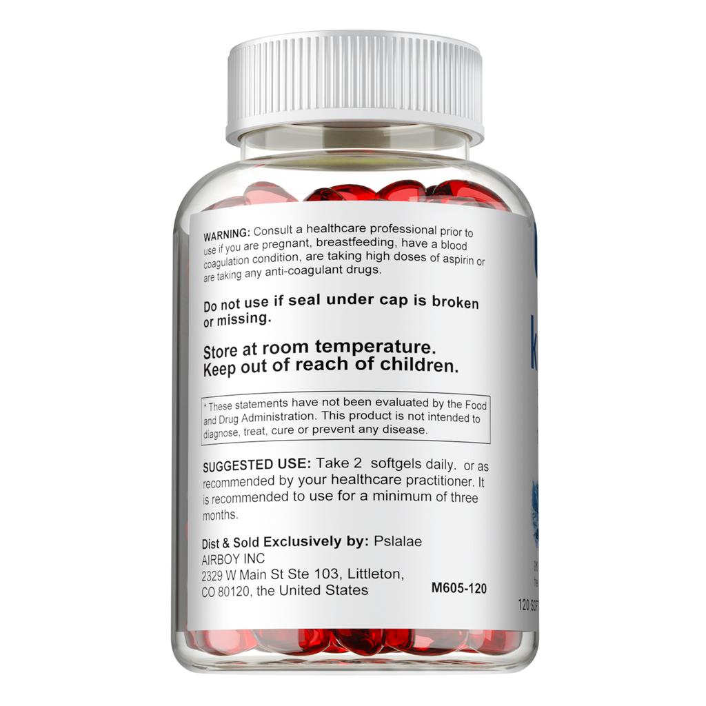 Antarctic Krill Oil Soft Capsules, 1000mg, Containing Omega-3, EPA, DHA, Phospholipids, and Astaxanthin; Suitable for Both Men and Women.