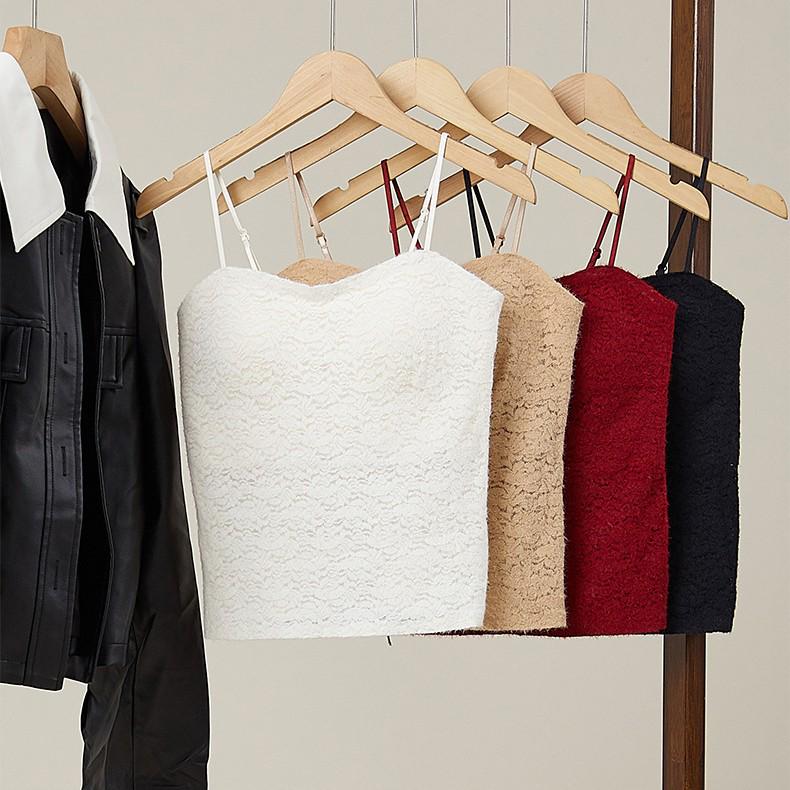 Autumn/Winter Rose Floral Lace Spaghetti Strap Seamless Bandeau Vest