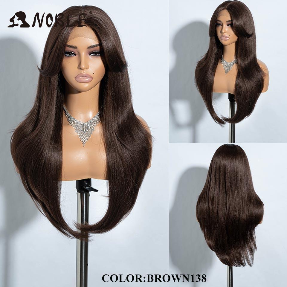 Noble Synthetic Lace Front Wig 26" Straight Ombre Lace Wig Cosplay White Wig Blonde Wigs For Women Lace Wig Synthetic Lace Wig