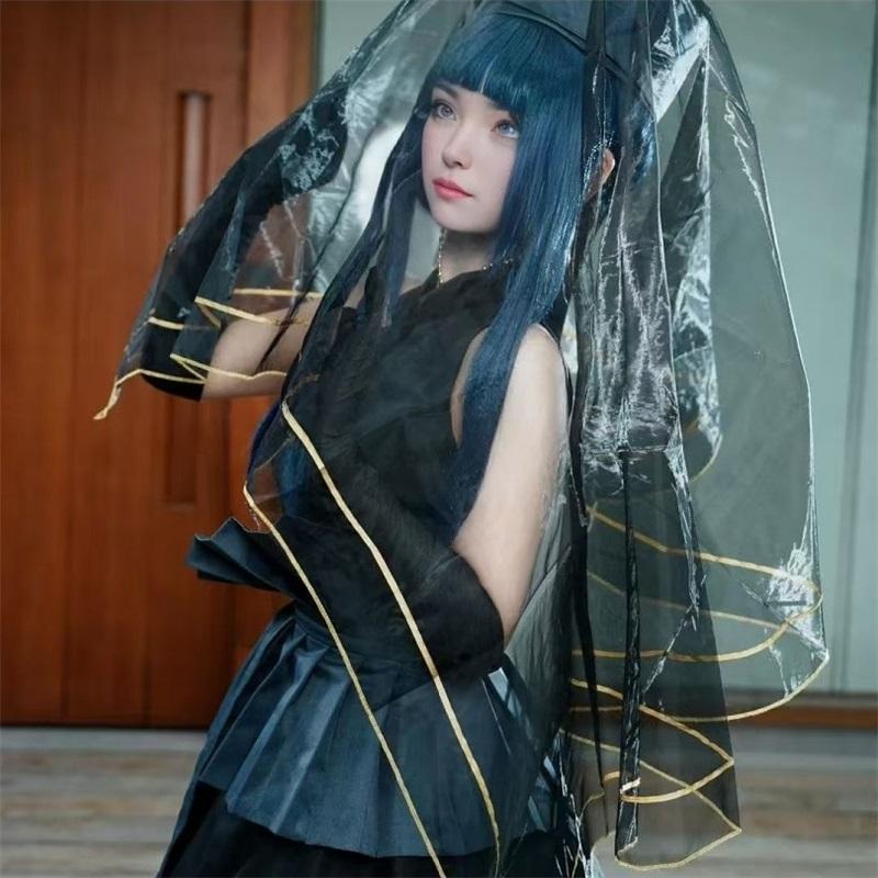 The Last Hyūga Hinata Black Wedding Dress Cosplay Anime Clothing Halloween Costumes For Women Gothic Black Dresses ACGN Party