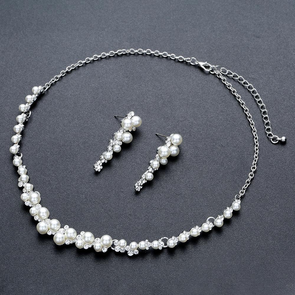 

Модное новое жемчужное ожерелье, серьги, комплект ювелирных изделий, аксессуары для свадебного платья 42CM