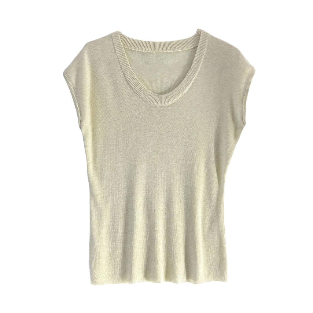 Women's Wool Ice Silk Sleeveless Knitted Bottom Shirt Slim Outer Wear Inner Vest Top