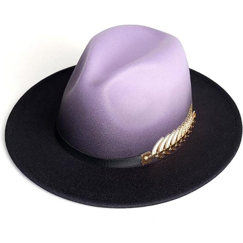 JYL TS Сделай сам   Шляпа Британская Федора Кепка Войлок purplegradient_M(57-58cm） соник серебряного