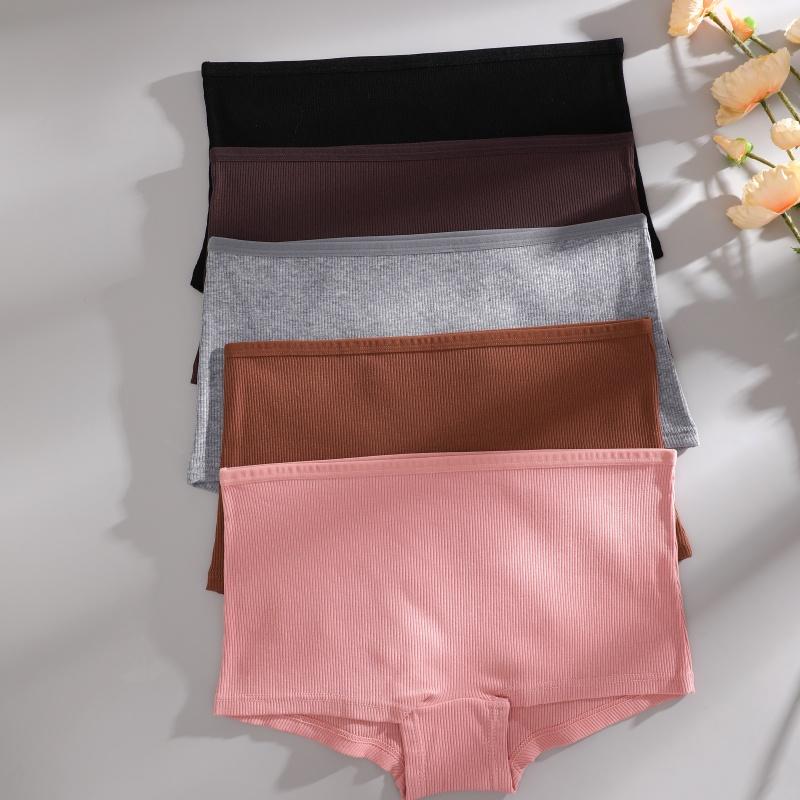 FINETOO Damen Baumwollhöschen Nahtlose Sportboxer Sichere Unterwäsche Weibliche Einfarbige Slips Gemütliche Dessous Intime Unterhosen S-XL