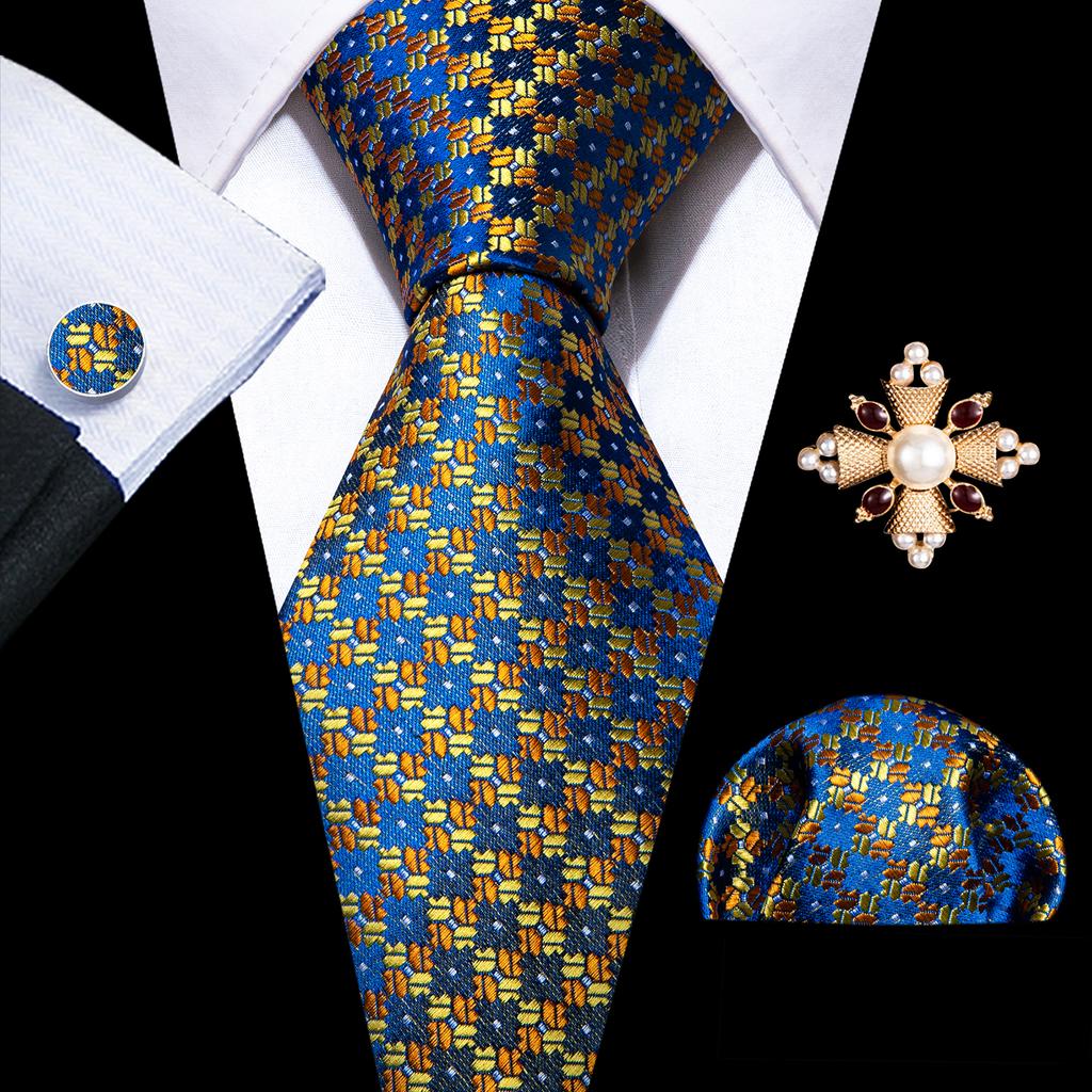 Barry.Wang Pearl sagė su kaklaraiščiu vyrams Paisley gėlių šilko kaklaraištis Hanky rankogalių sąsagų rinkinys
