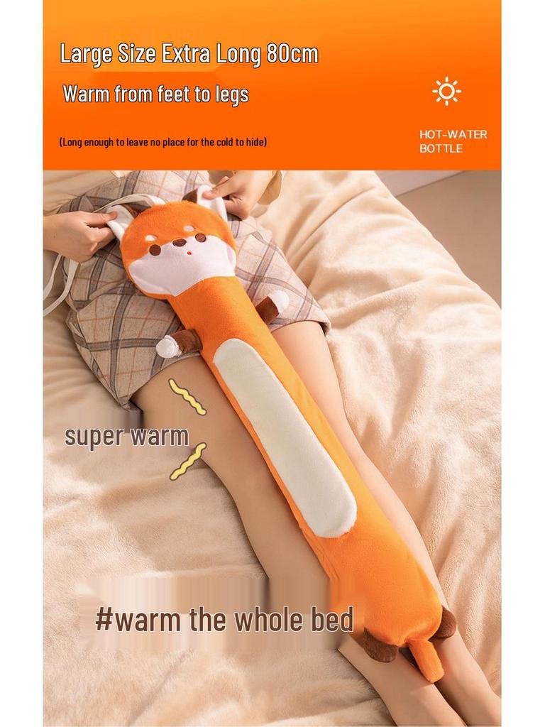Adorable Animal Long Hot Water Bottle - Extra Large Winter Bed and Belly Warmer