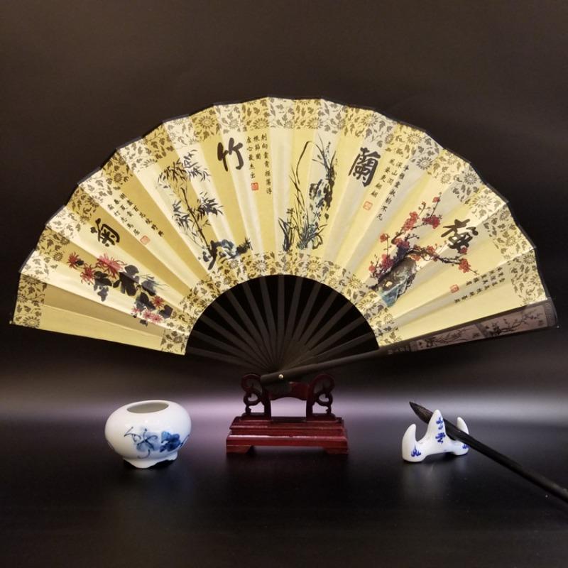 10inch Chinese Style Silk Fan Folding Fan Wedding Fan Art Gifts Dance Hand Vintage Bamboo Folding Home Decorative