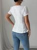 Women's Summer Fashion Elegant Casual Lace Shirt Crew Neck Bow Short Sleeve Top