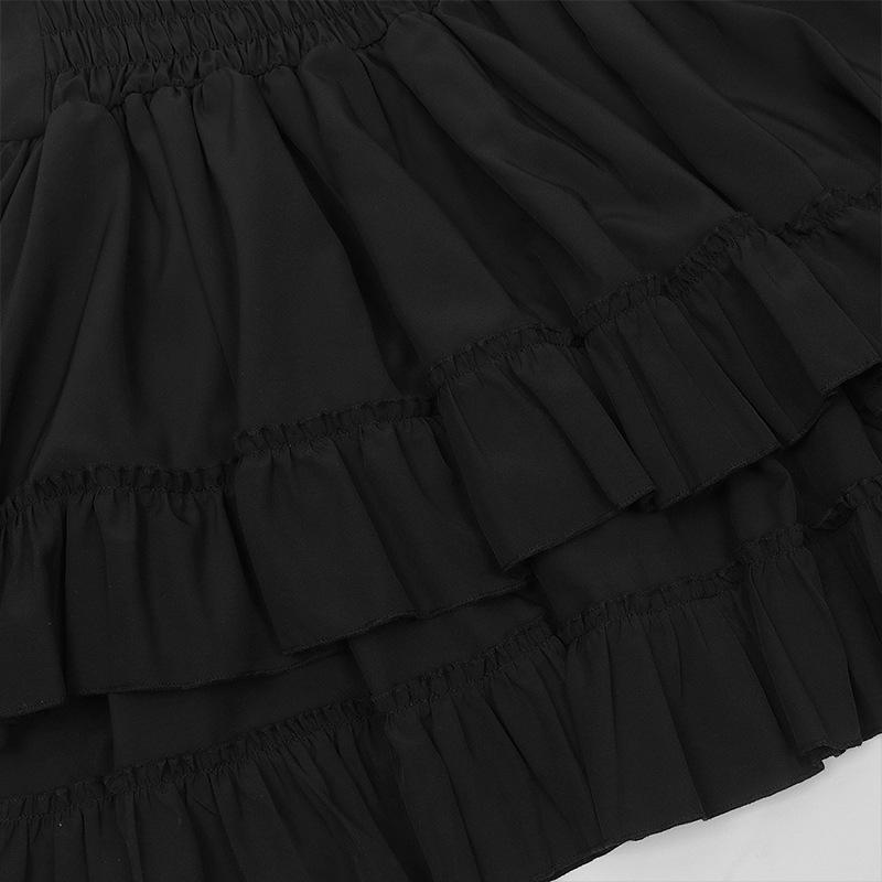 Victorian Style Women's Dress – Solid Color, Double Layer, High Waist, Renaissance Retro Skirt.