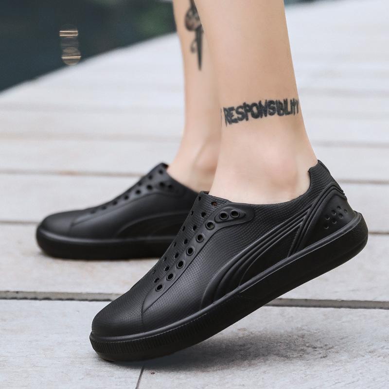 Non-Slip Men'S Hole Shoes Sandals Men'S Outer Wear Bag Heel Breathable Soft Sole Internet Celebrity Hollow Personality Street