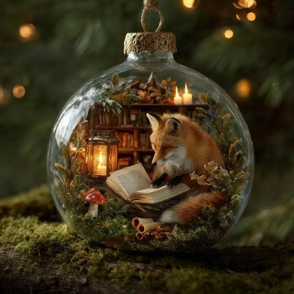 8cm Bookstore Animal Series Reading Companion 3D Spherical Decorative Pendant A Gift For Book Lovers(The Middle Pattern Is 2D)