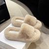 Internet Celebrity Popular Fluffy Shoes Women Wear 2025 New Autumn Chain Fashion Go Out Thick Soled Plush Cotton Slippers