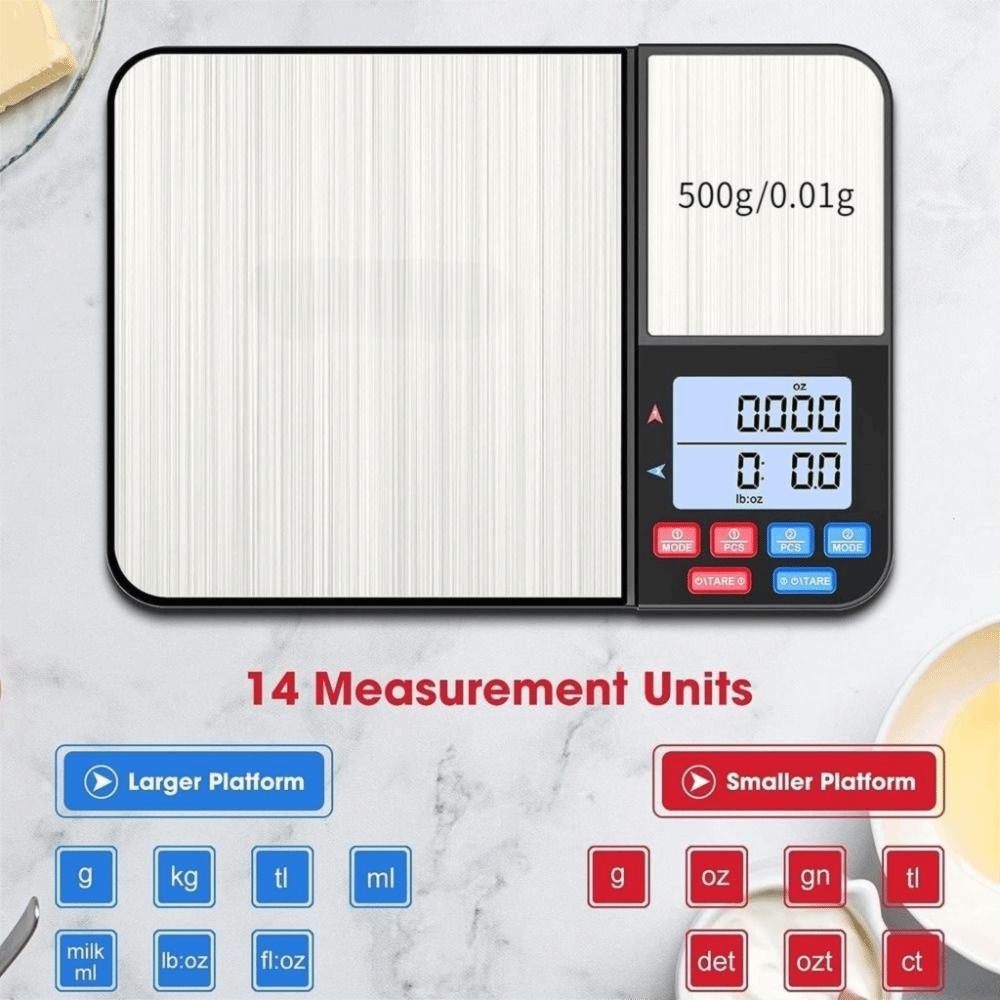 Dual Platform Digital Kitchen Scale 5kg/0.1g-500g/0.01g Jewelry Scale Food Scale Electronic Scale