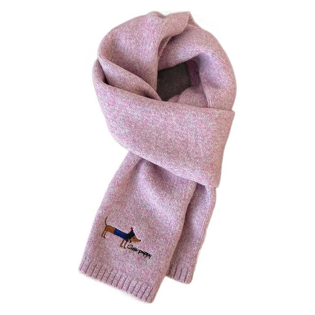 The New Model Contains Cute Puppy Embroidered Scarves for Men and Women, Soft Waxy Warm Scarves In Winter, and Long Students.