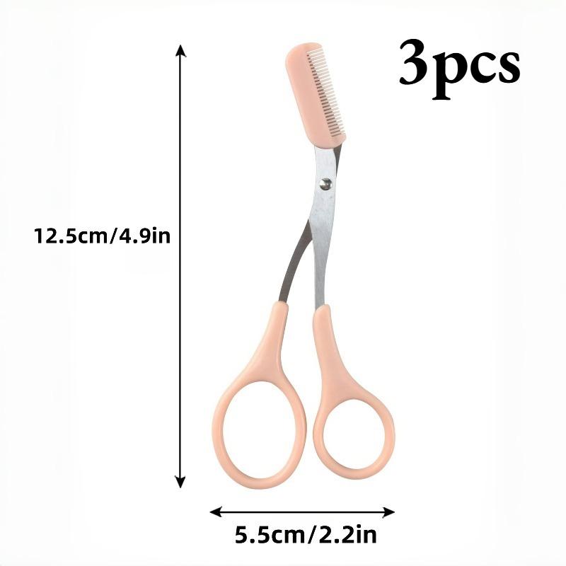 1/3pcs Safe Pink Eyebrow Trimmer with Comb - Metal Teeth No-Scratch, Unisex Shaping Grooming Tool for Men Women, Eyebrow Trimmer