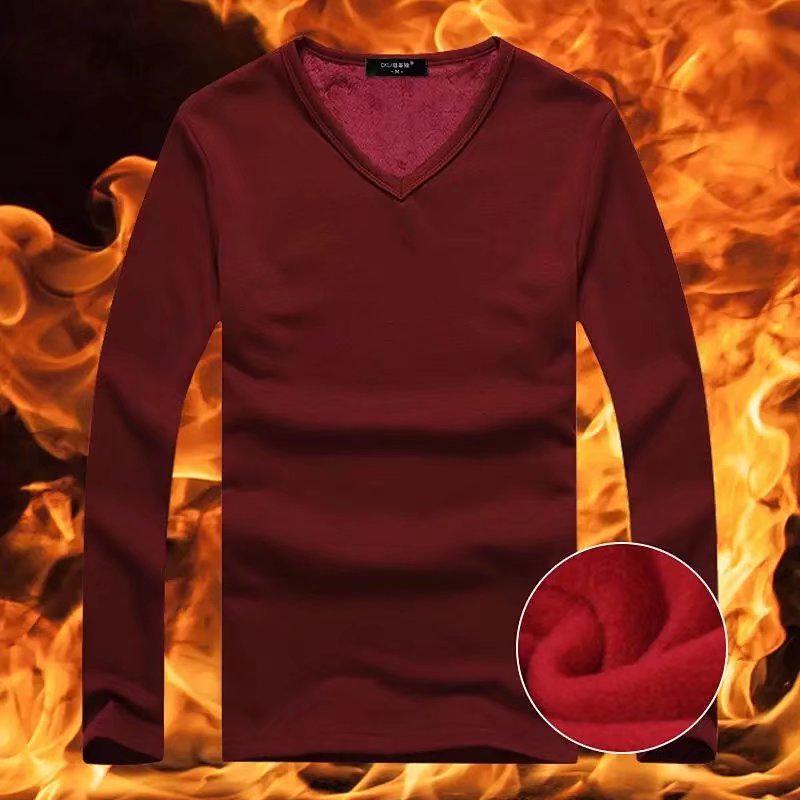

Мужской плотный бархатный топ с V-образным вырезом и длинными рукавами, термобелье XL