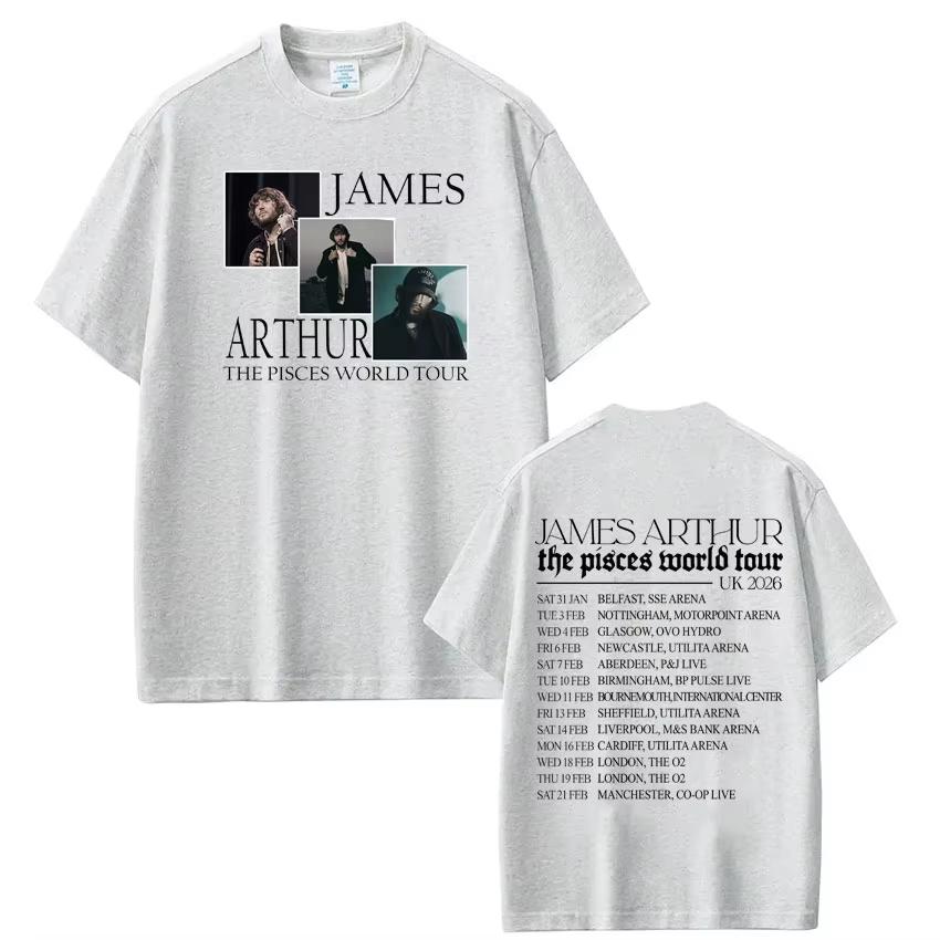 Rapper James Arthur Pisces World Tour 2026 Print Tshirt Men Women Hiphop Tshirt Casual pure Cotton Gothic Punk Tshirts