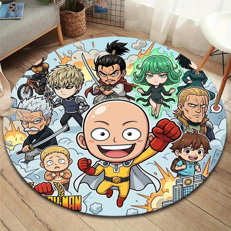 Onepunch Man Round Area Rug Carpet Rug For Living Room Bedroom Sofa Playroom Decor Nonslip Floor Mat