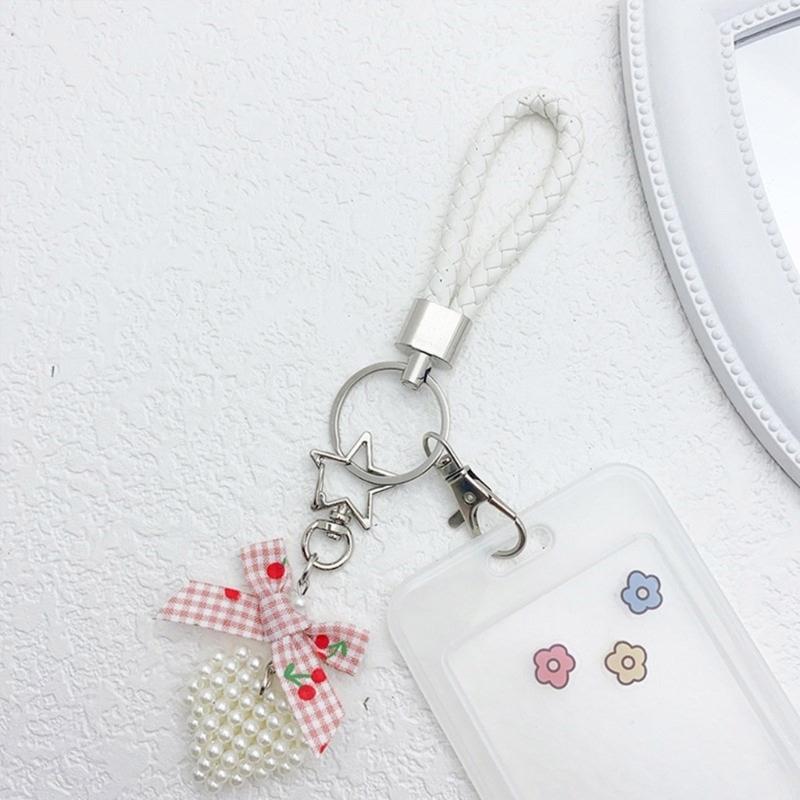 Sophisticated Pearls Beaded Keychain Charm With Heart Pendant Craft Supplies for Bag and Wallet Phone Ornaments