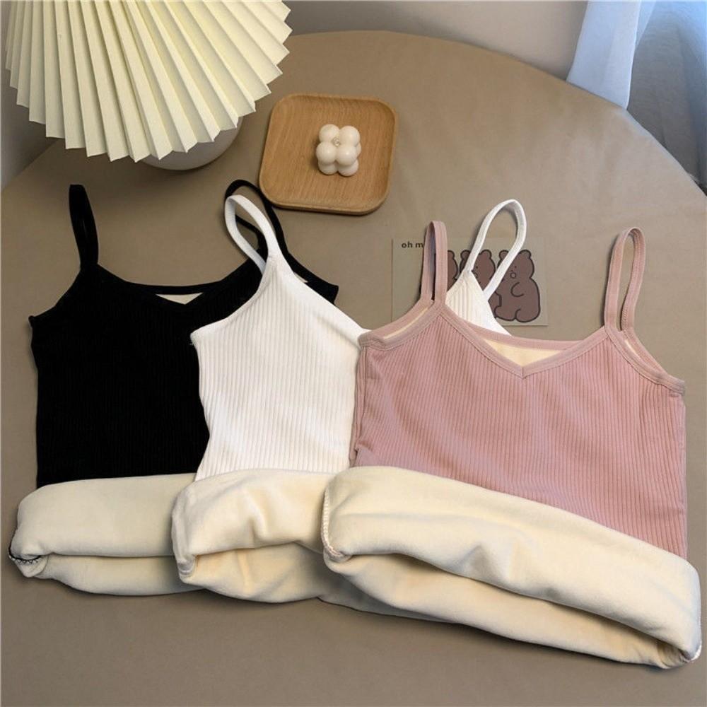 Slim Fit Women Thermal Camisole Thermal Plush Vest Underwear Warm Suspender Vest  Ladies
