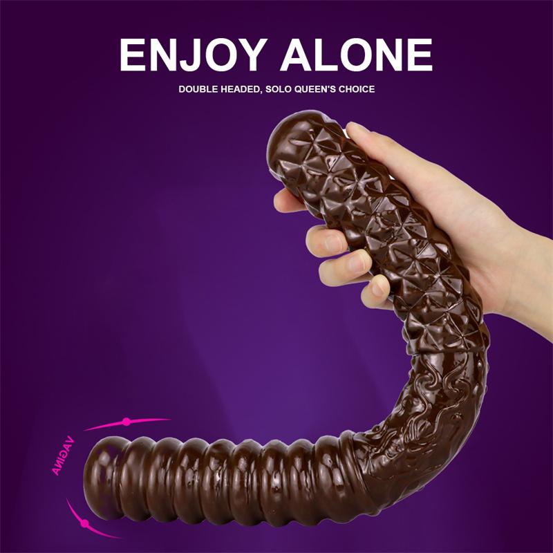Coffee Double-headed Gold Hoop for Women's Double-headed Dildo Oversized Thick and Long Dildo Anal Plug