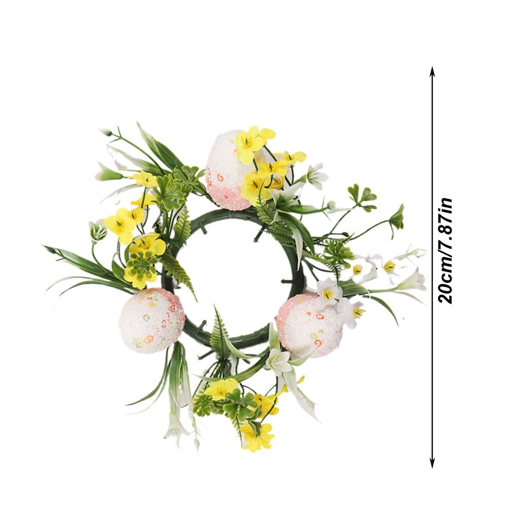 Easter Egg Candle Ring Wreath Small Candle Rings for Pillars Spring Candle Ring Wreaths Artificial Easter Candle Holder Ring
